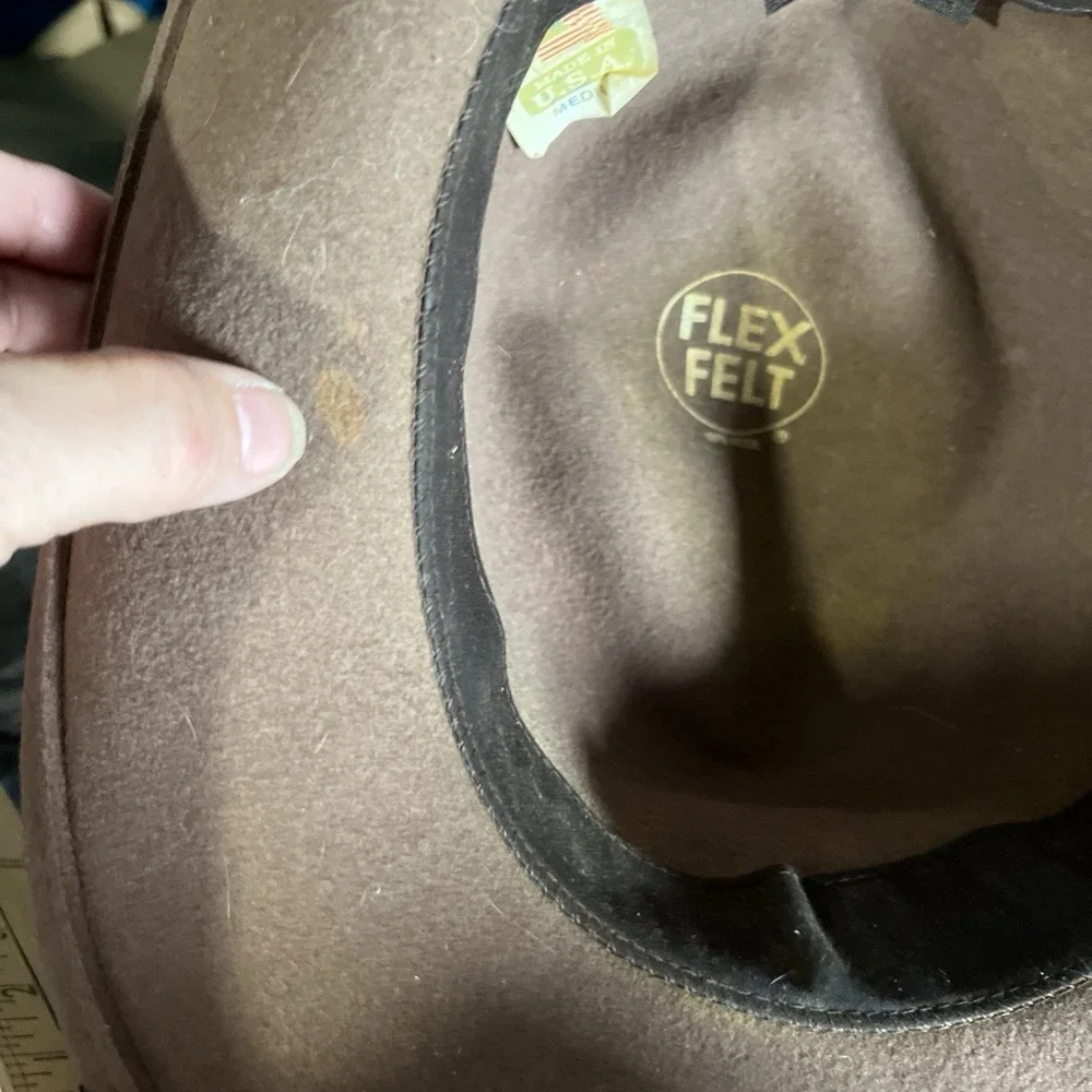Vintage Flex Felt Fedora Hat 100% Wool Size M Made in USA Brown Banded